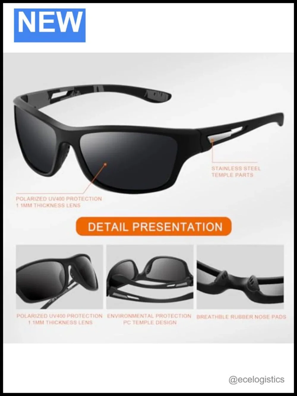 Polarized Sports Sunglasses UV400 Protection Wrap Around for Men